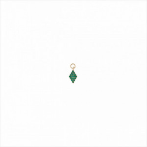Colgante charm plata bañada en oro, rombo circonitas verdes. Miscellany. Salvatore