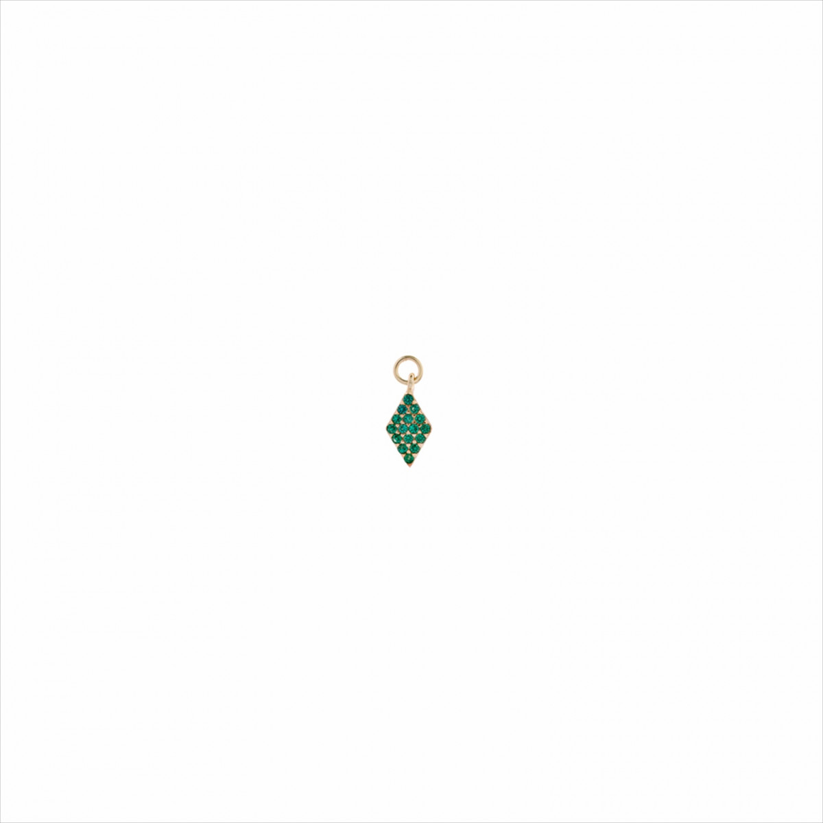 Colgante charm plata bañada en oro, rombo circonitas verdes. Miscellany. Salvatore