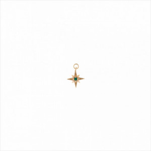 Colgante charm plata bañada en oro, estrella polar circonita verde brillante. Miscellany. Salvatore