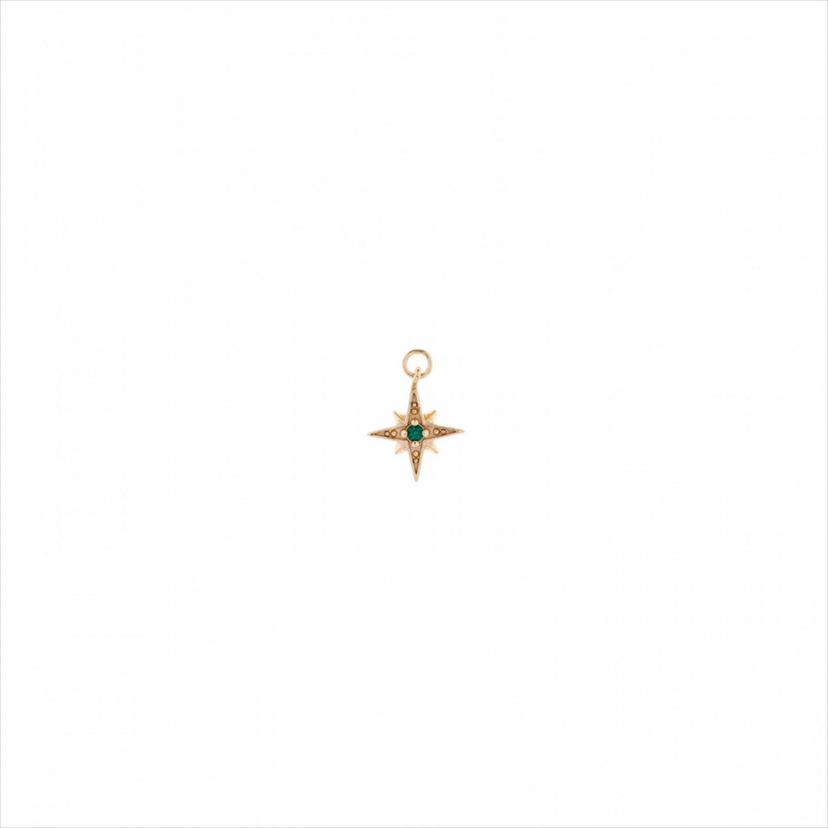 Colgante charm plata bañada en oro, estrella polar circonita verde brillante. Miscellany. Salvatore
