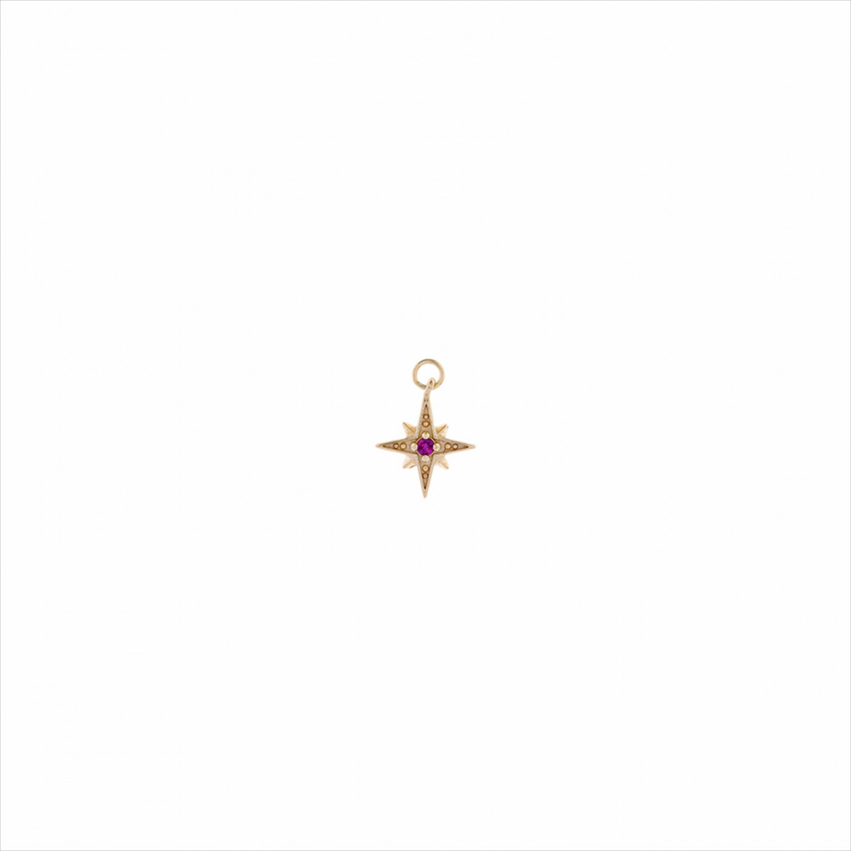Colgante charm plata bañada en oro, estrella polar circonita rosa fucsia brillante. Miscellany. Salvatore