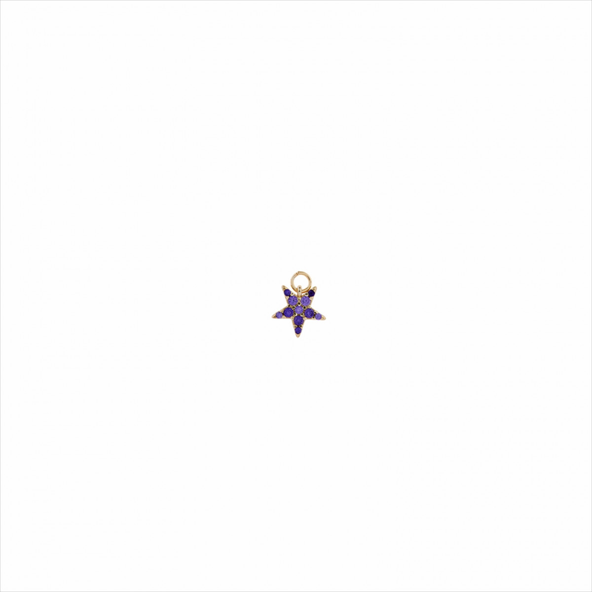 Colgante charm plata bañada en oro, estrella circonita morada brillante. Miscellany. Salvatore