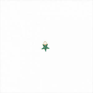 Colgante charm plata bañada en oro, estrella circonita verde brillante. Miscellany. Salvatore