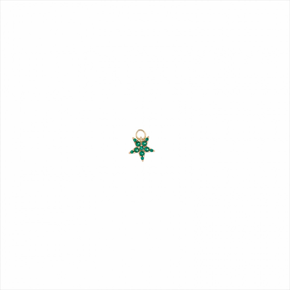 Colgante charm plata bañada en oro, estrella circonita verde brillante. Miscellany. Salvatore