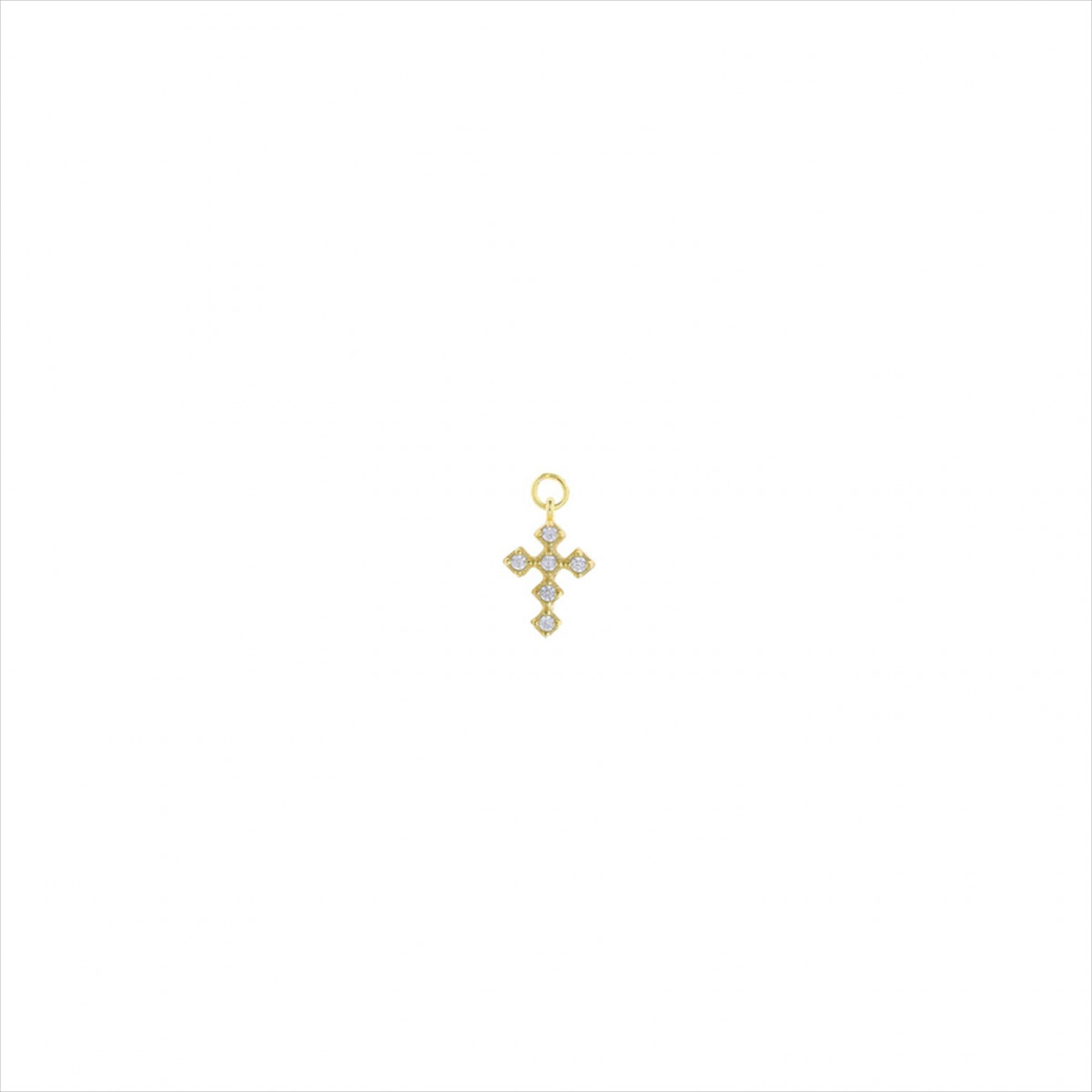 Colgante charm plata bañada en oro, cruz circonitas blancas brillantes. Miscellany. Salvatore
