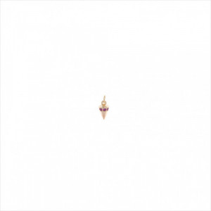 Colgante charm plata bañada en oro, cono circonitas rosa fucsia brillantes. Miscellany. Salvatore