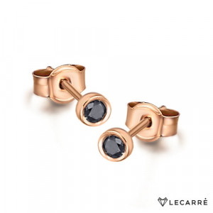 Pendientes oro rosa diamantes negros. LeCarré
