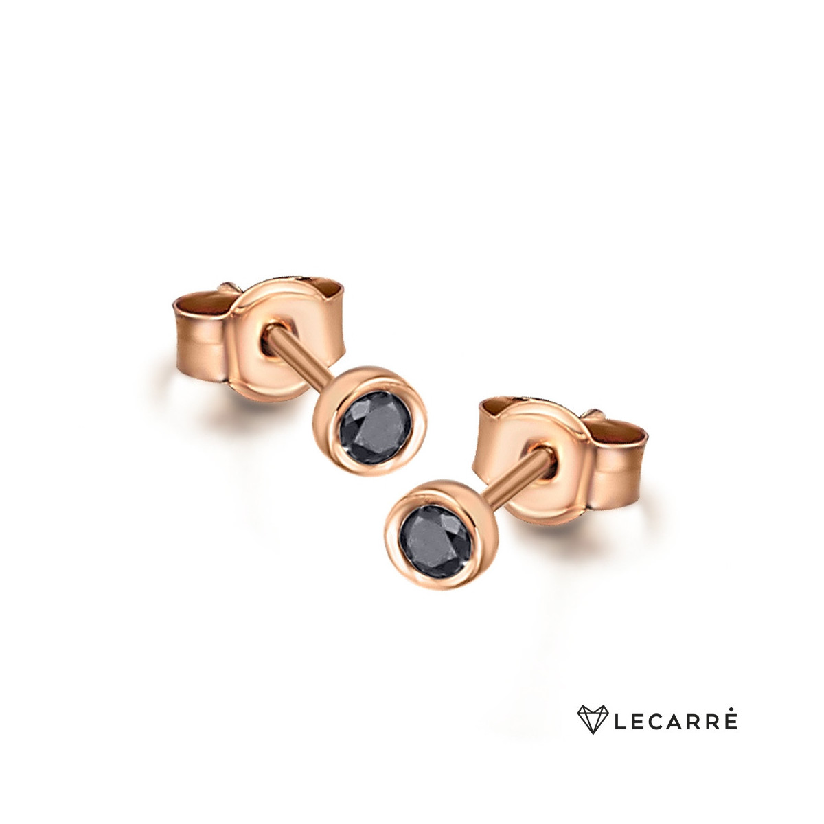 Pendientes oro rosa diamantes negros. LeCarré