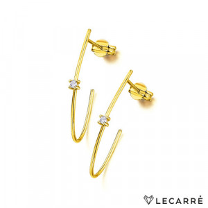 Aros oro amarillo alargado diamante. LeCarré
