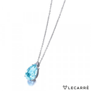Collar Aguamarina Oro Blanco Diamante. LeCarré