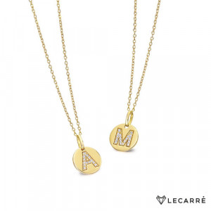 Cadena oro amarillo más chapa inicial diamantes. LeCarré