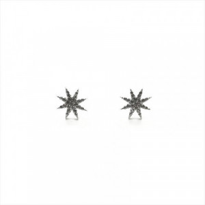 PENDIENTES ESTRELLA PLATA Y CIRCONITAS. CIERRE A PRESIÓN. 11MM. LINEARGENT