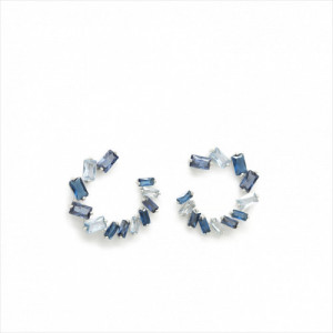 PENDIENTES PLATA AROS CON PIEDRAS ESPIRAL DE PLATA CON CUARZOS ADAMANTINOS AZULES. LINEARGENT