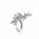 ANILLO CON PIEDRA EN PLATA DISEÑO DE FLOR EN TONO LAVANDA. LINEARGENT