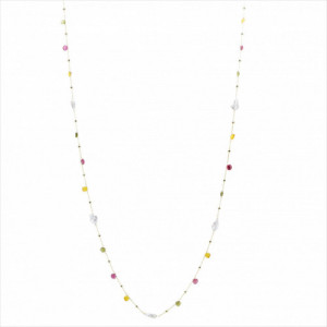 COLLAR LARGOS DE PLATA BAÑO EN ORO CON PIEDRAS NATURALES. LINEARGENT