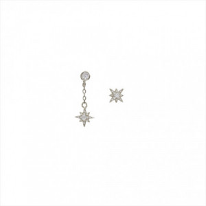 PENDIENTE DE PLATA BAÑO EN ORO CON CHARM DE ESTRELLA Y CIRCONITAS. 1 Pegado. 1 Colgante con cadenita. LINEARGENT