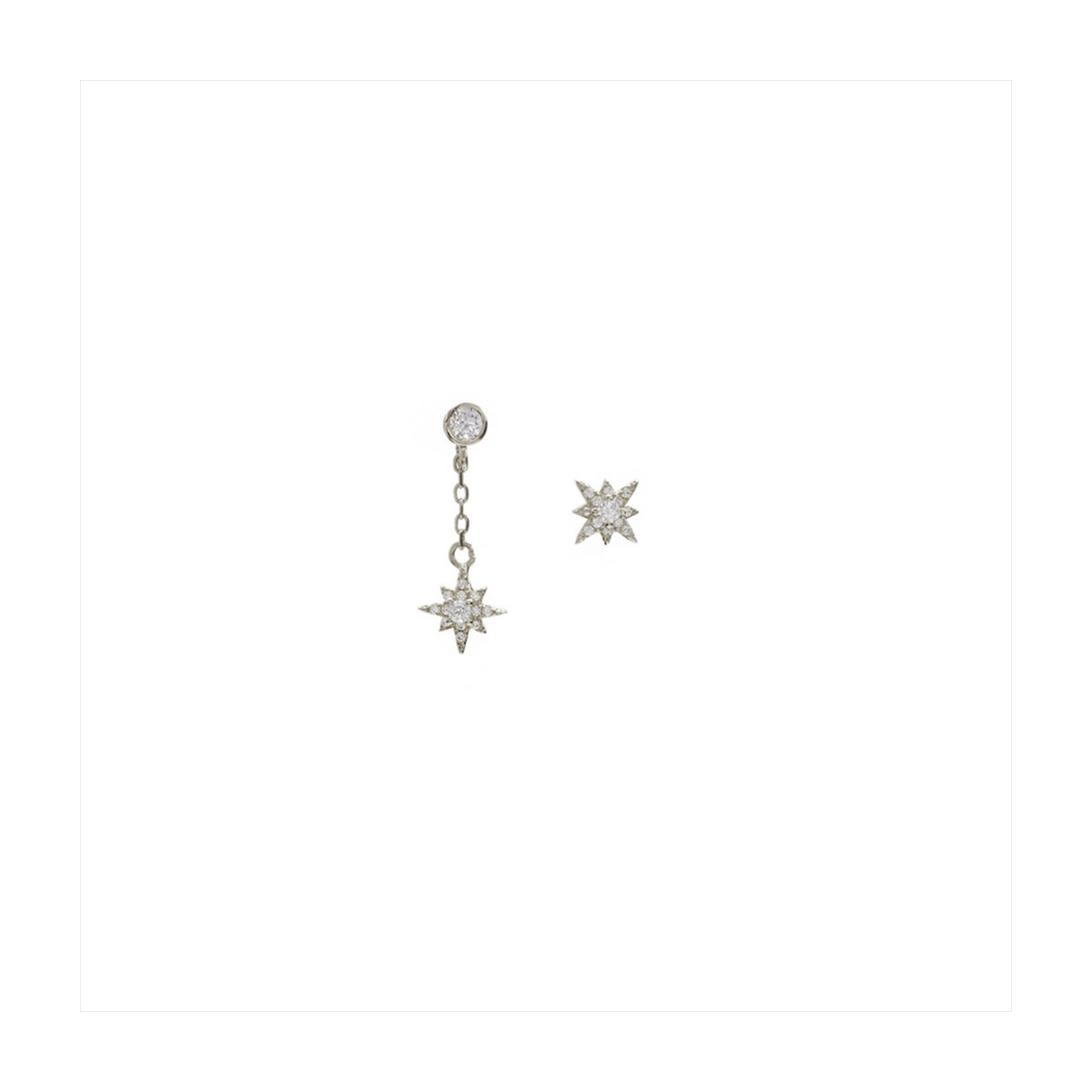 PENDIENTE DE PLATA BAÑO EN ORO CON CHARM DE ESTRELLA Y CIRCONITAS. 1 Pegado. 1 Colgante con cadenita. LINEARGENT