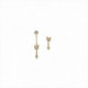 PENDIENTE PLATA BAÑO DE ORO FORMA DE FLECHA CON CIRCONITAS. 1 PENDIENTE CON CADENA. 1 PENDIENTE PEGADO A LA OREJA. LINEARGENT