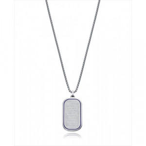 Colgante Viceroy Real Madrid de acero con placa estilo militar con grabado en relieve continuo REAL MADRID y contorno en esmalte