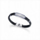 Pulsera Viceroy Real Madrid de piel negra doble, dos piezas de acero con esmalte azul y placa central de acero con contorno en e
