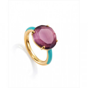 Anillo Viceroy Jewels de plata de ley bañada en oro 18 kt con piedra Ojo de Gato en color morado de 13x13 mm y esmalte de color