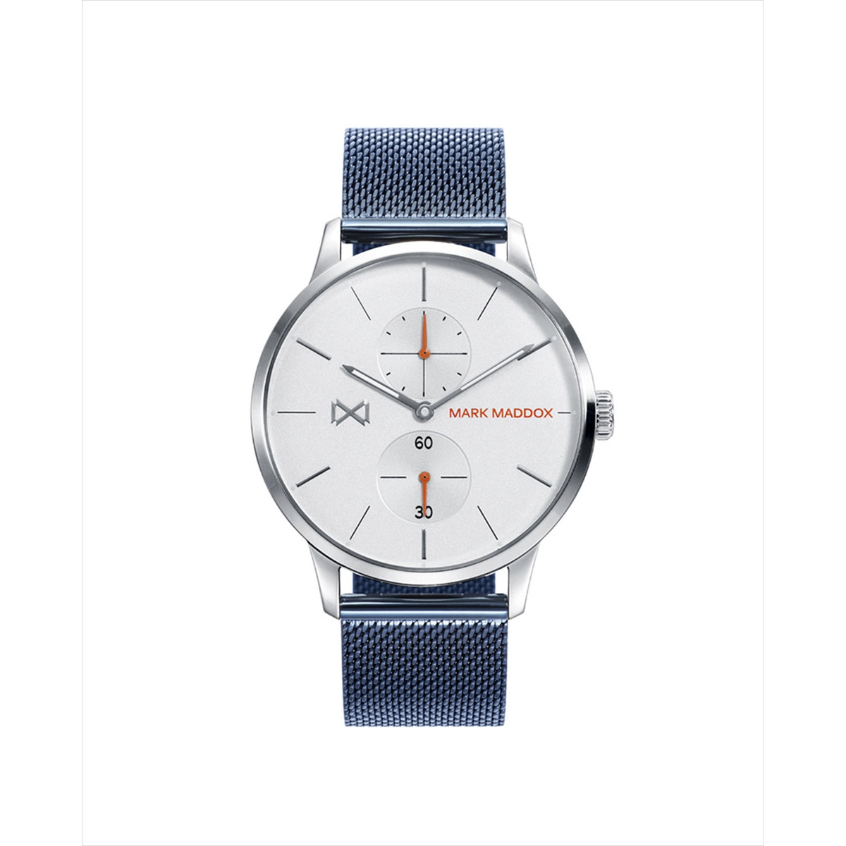 Reloj de Hombre Mark Maddox Northern multifunción de acero y malla milanesa con IP azul