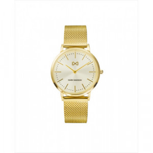 Reloj de Mujer Mark Maddox Grenwich tres agujas de acero IP dorado y malla milanesa