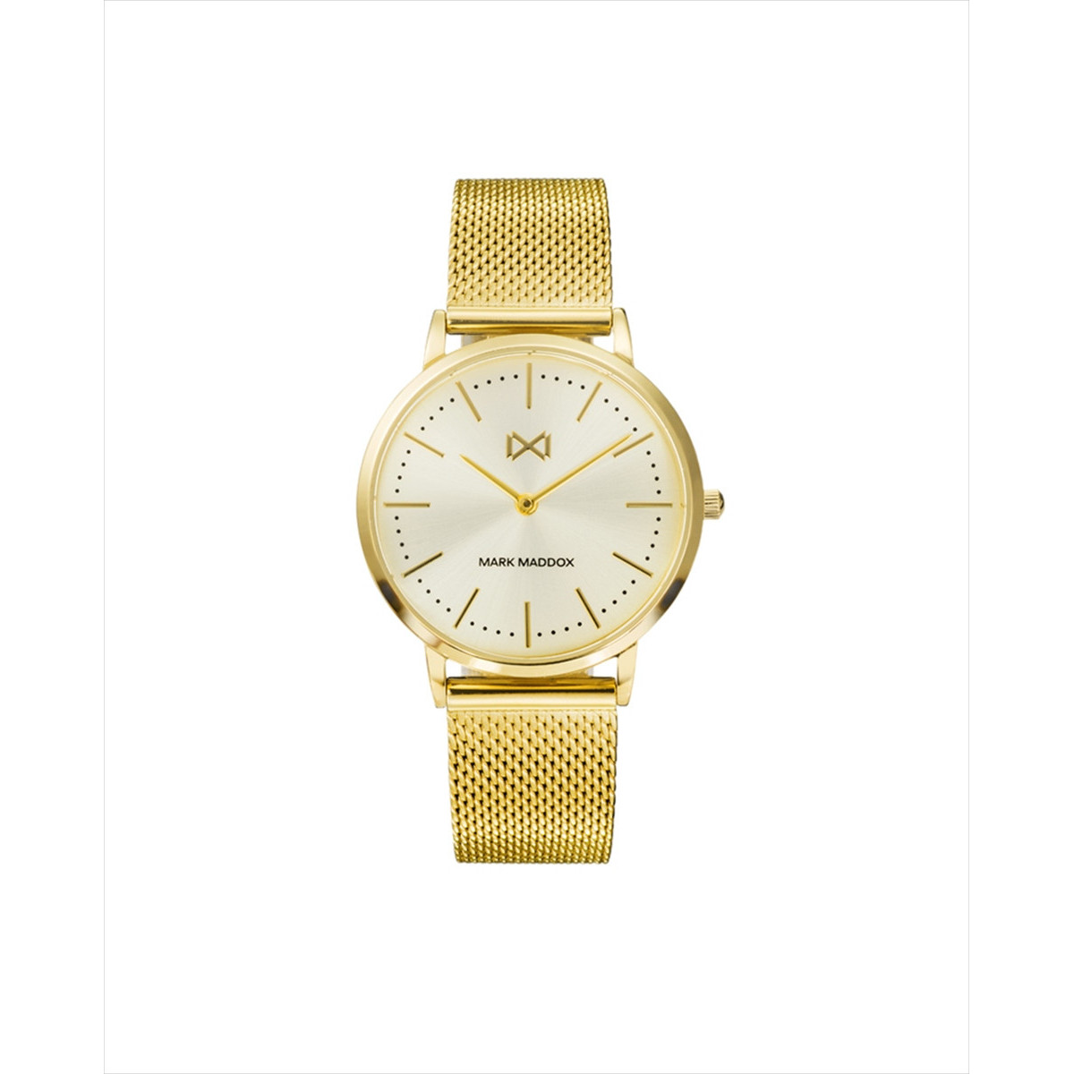 Reloj de Mujer Mark Maddox Grenwich tres agujas de acero IP dorado y malla milanesa