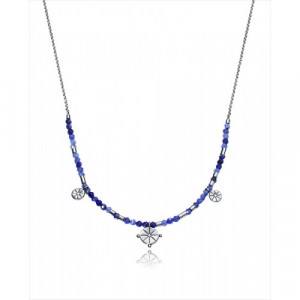 Collar Viceroy Jewels de plata ley bañada en rodio. Piedras azules, 3 chapas con motivos marinos.