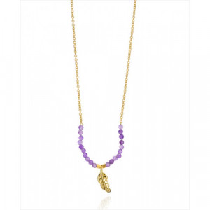Collar Viceroy Trend de plata de ley 925 bañada en oro la cadena tiene 20 piedras naturales de amatista en color morado y pieza
