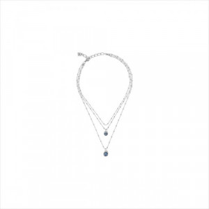 Collar Lluvia de estrellas. Triple cadena con charms colgantes de cristal azul. Uno de 50