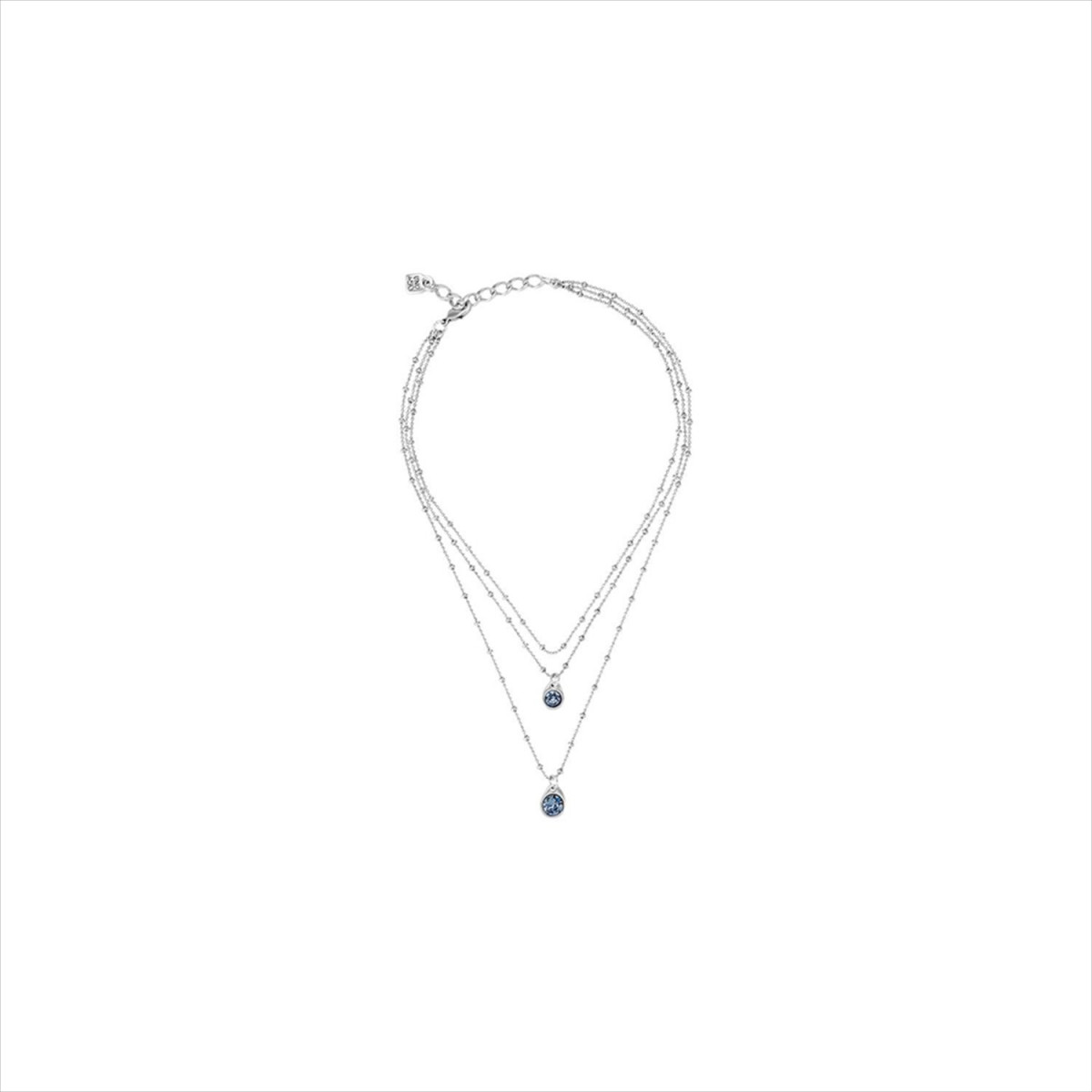 Collar Lluvia de estrellas. Triple cadena con charms colgantes de cristal azul. Uno de 50