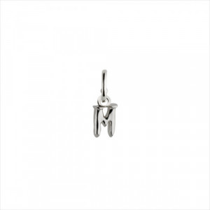 Charm colgante letra M, bañado en plata.  ARO NO INCLUIDO. Uno de 50