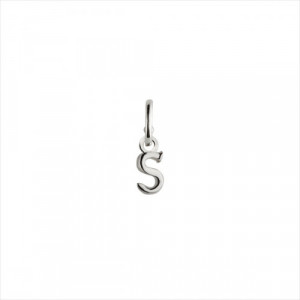 Charm colgante letra S, bañado en plata.  ARO NO INCLUIDO. Uno de 50
