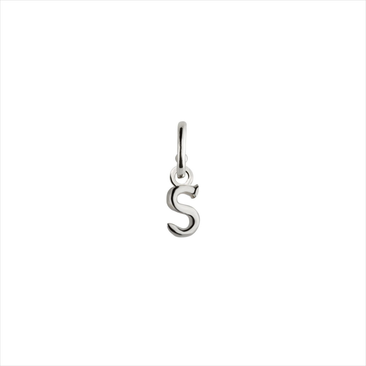 Charm colgante letra S, bañado en plata.  ARO NO INCLUIDO. Uno de 50