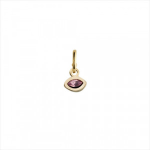 Charm colgante ojo con cristal swarowvski color rosado, bañado en oro.  ARO NO INCLUIDO. Uno de 50