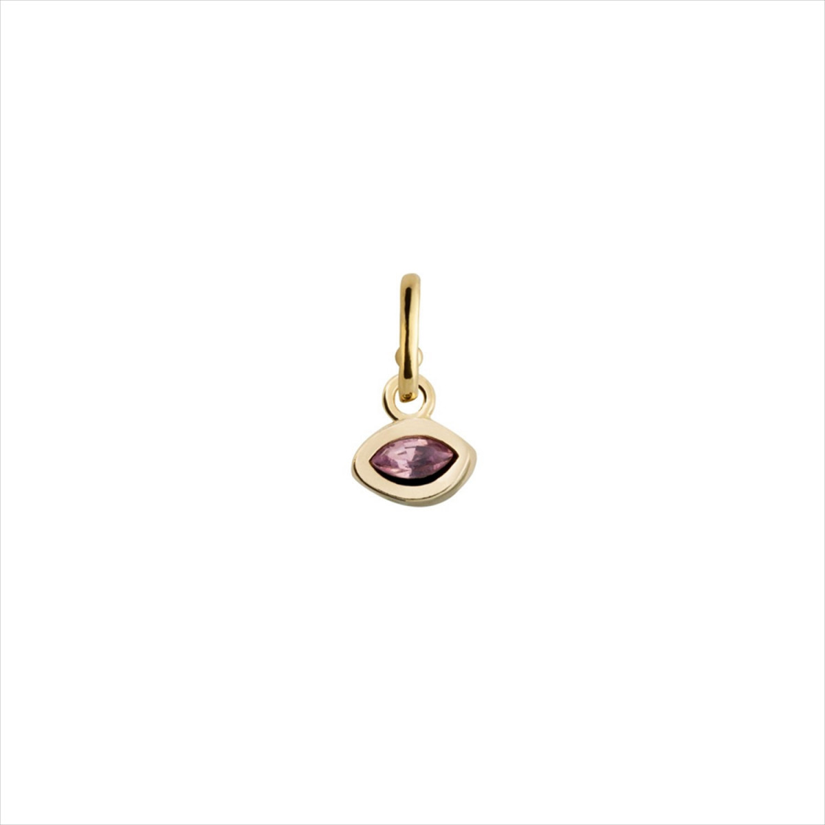 Charm colgante ojo con cristal swarowvski color rosado, bañado en oro.  ARO NO INCLUIDO. Uno de 50