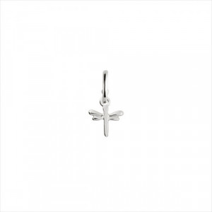 Charm colgante Fly High, diseño libélula, bañado en plata.  ARO NO INCLUIDO. Uno de 50