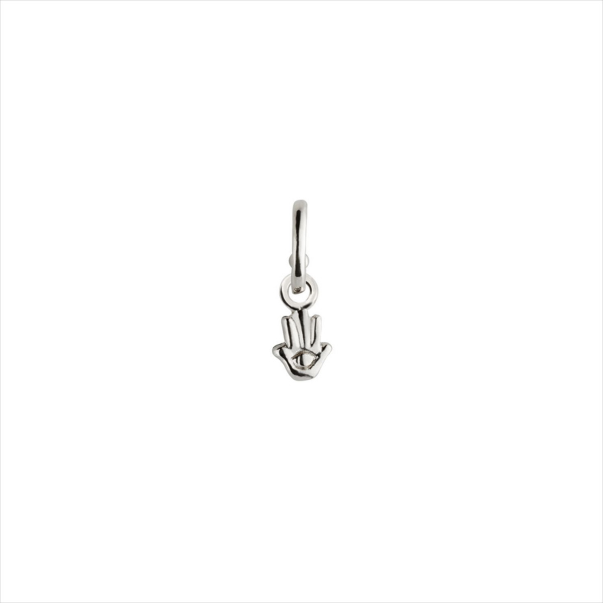 Charm colgante Protect us, diseño mano de Fátima, bañado en plata.  ARO NO INCLUIDO. Uno de 50