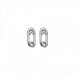 Pendientes Tailormade. Diseño forma de imperdible. Metal bañado en plata. Uno de 50
