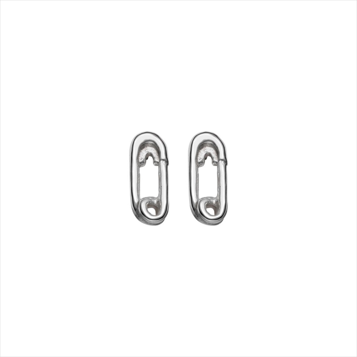 Pendientes Tailormade. Diseño forma de imperdible. Metal bañado en plata. Uno de 50