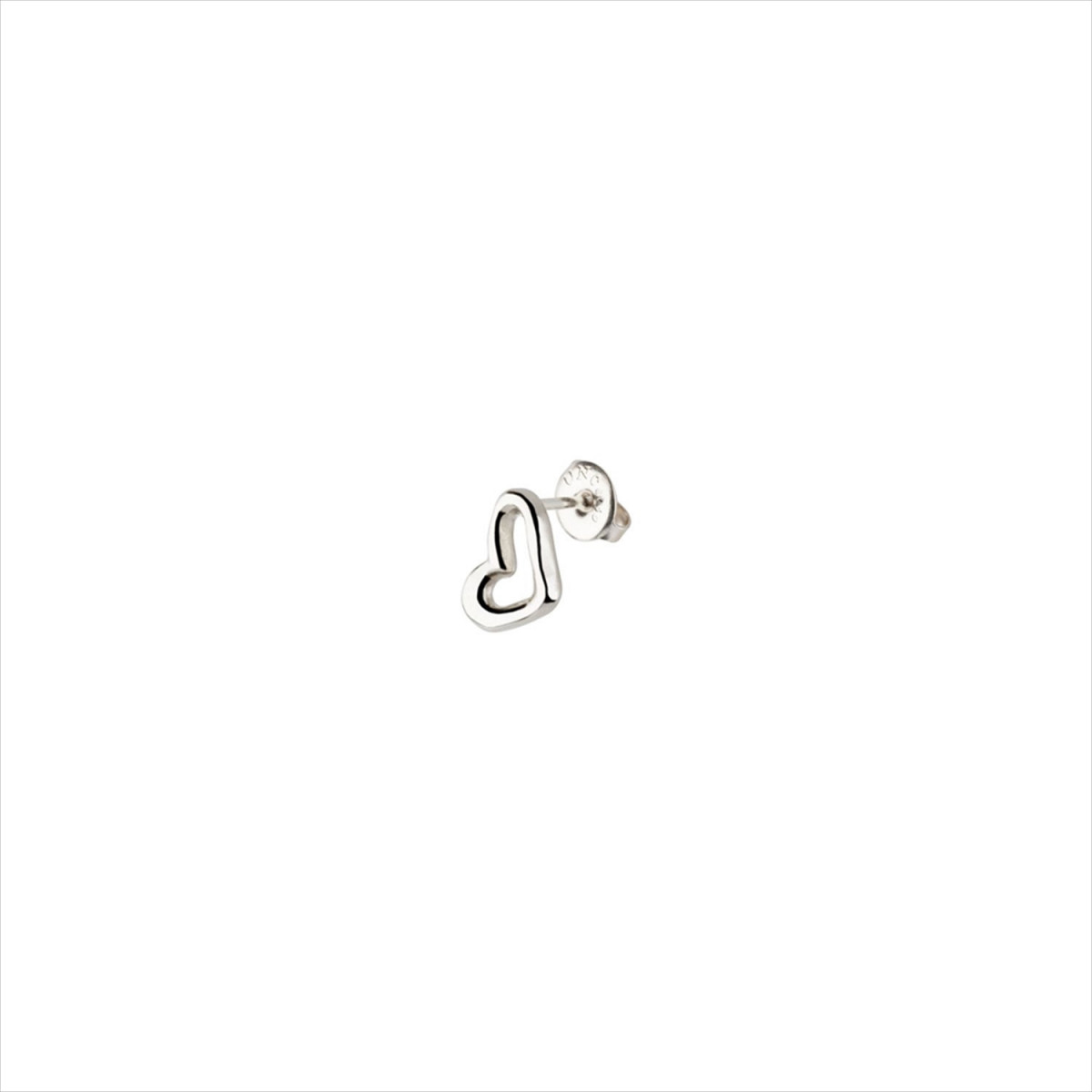 1 Pendiente H´art Stud, tipo piercing. Diseño corazón. Metal bañado en plata. Uno de 50