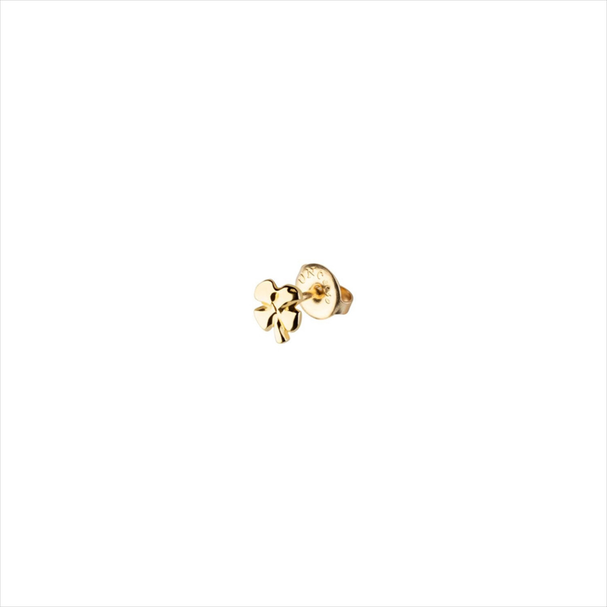 1 Pendiente Good Luck stud, tipo piercing. Diseño de trébol. Metal bañado en oro. Uno de 50