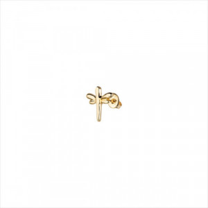 1 Pendiente Fly High stud, tipo piercing. Diseño libélula. Metal bañado en oro. Uno de 50