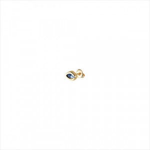 1 Pendiente Leaky stud, tipo piercing. Diseño forma de ojo y cristal azul. Metal bañado en oro. Uno de 50