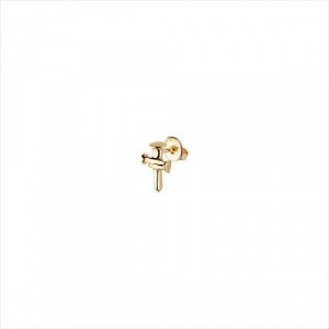1 Pendiente Takemetochurch stud, tipo piercing. Diseño forma de cruz. Metal bañado en oro. Uno de 50