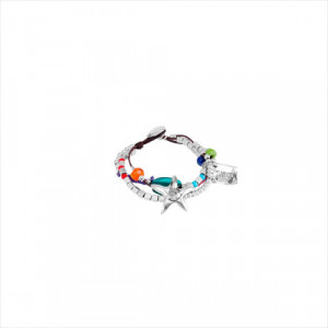 Pulseras Me Siento Bien. Cuentas y abalorios bañados en plata y color. Uno de 50