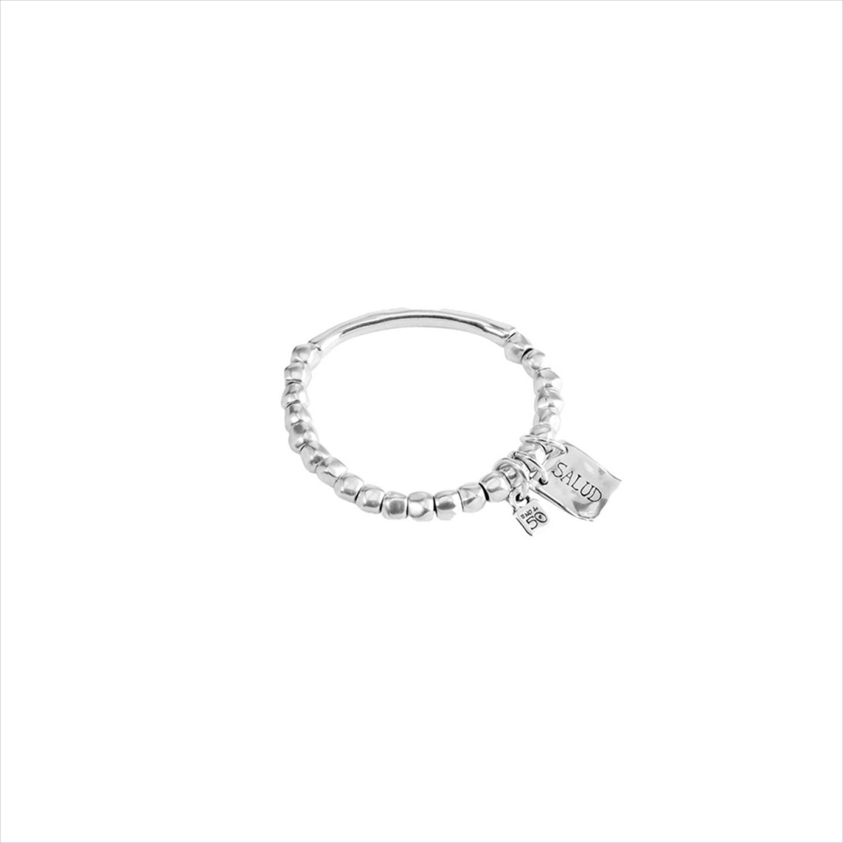 Pulsera Saludable. Metal bañado en plata. Uno de 50
