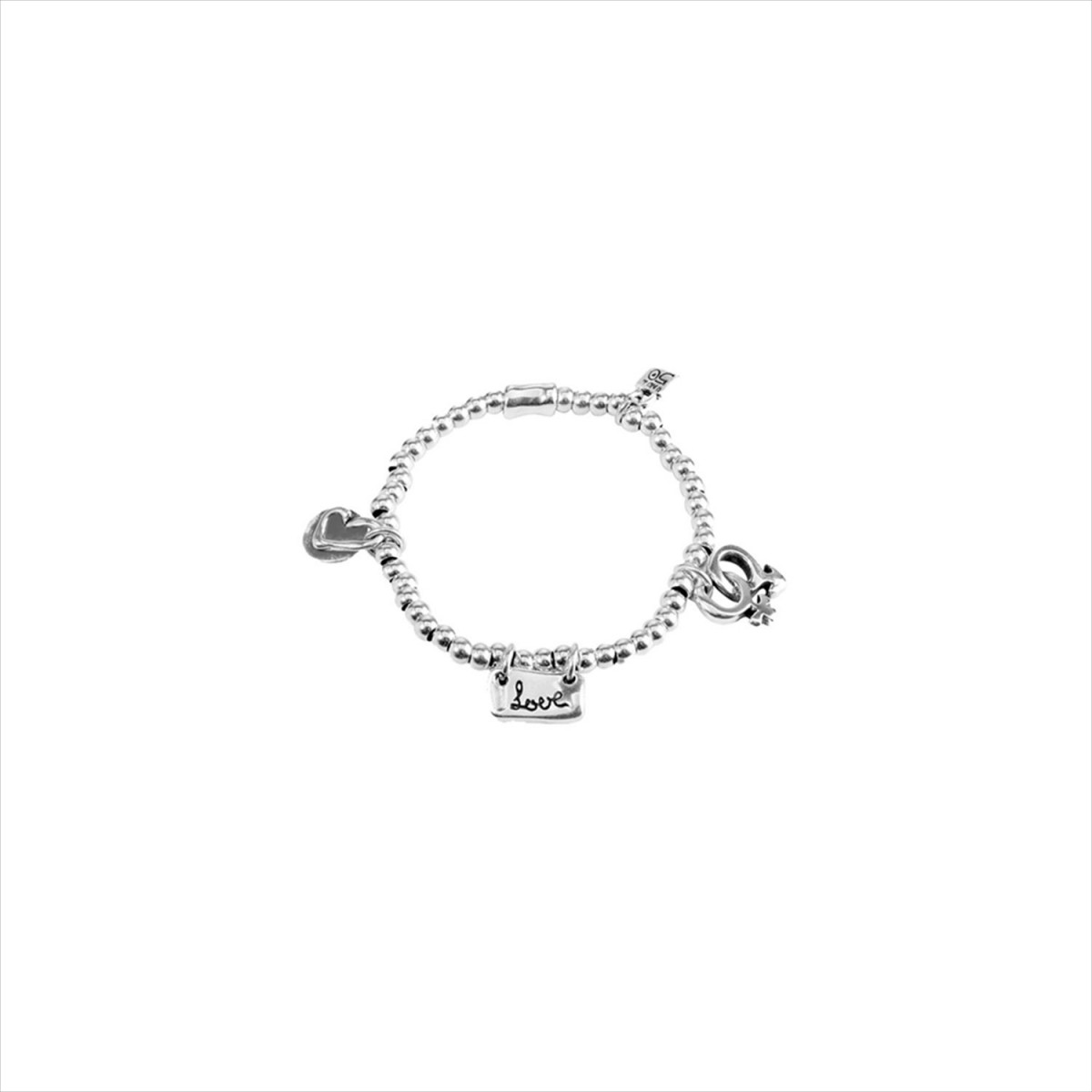 Pulsera Amor elástico. Metal bañado en plata. Uno de 50