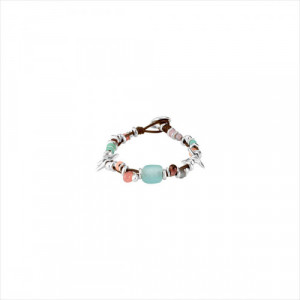 Pulsera Only Her.  Metal bañado en plata, cuero y cristal. Uno de 50
